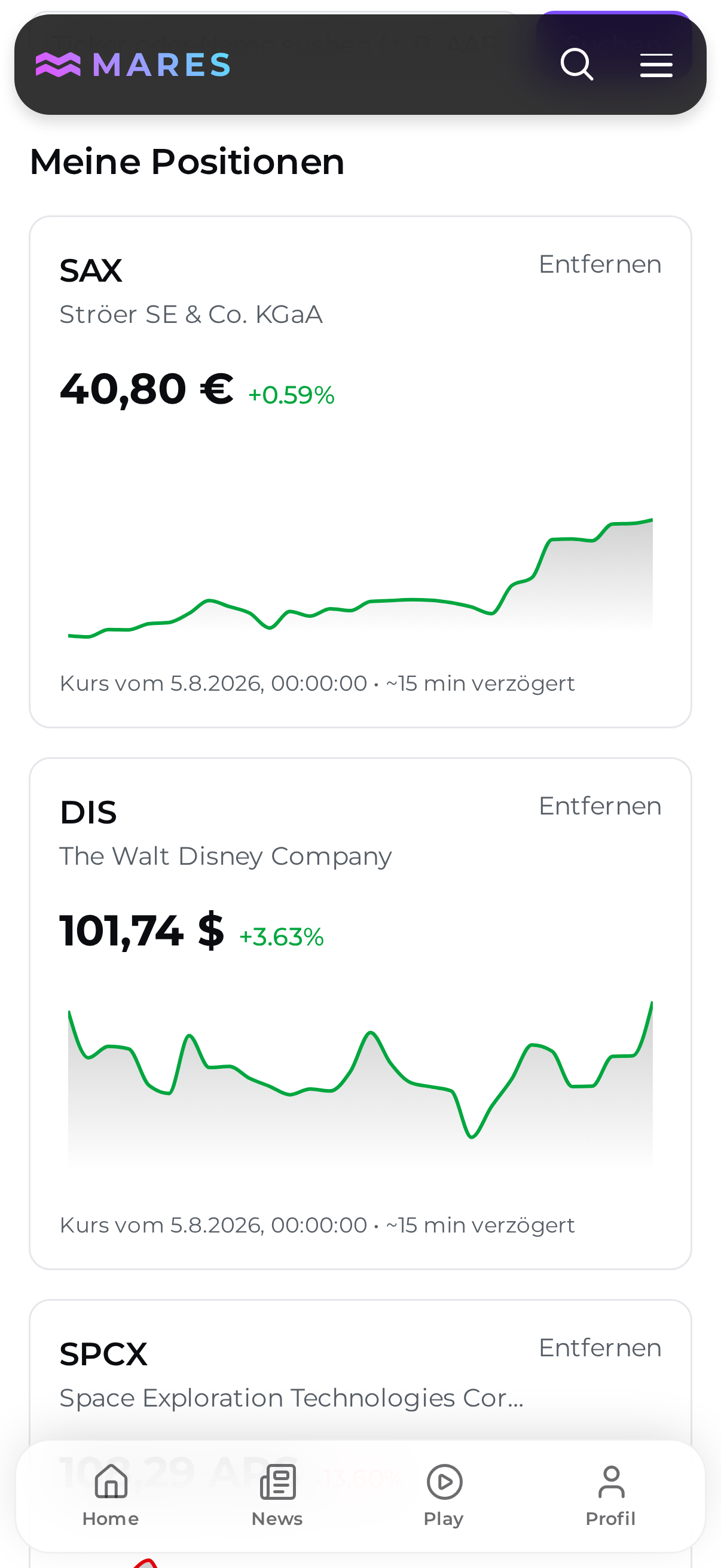 MARES News auf iPhone
