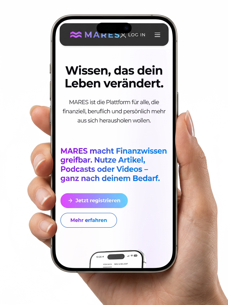 MARES App auf iPhone in Hand gehalten